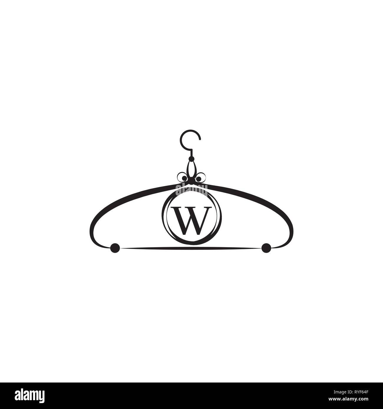 Fashion vector logo. Clothes hanger emblem. Letter W sign Stock Vector  Image & Art - Alamy