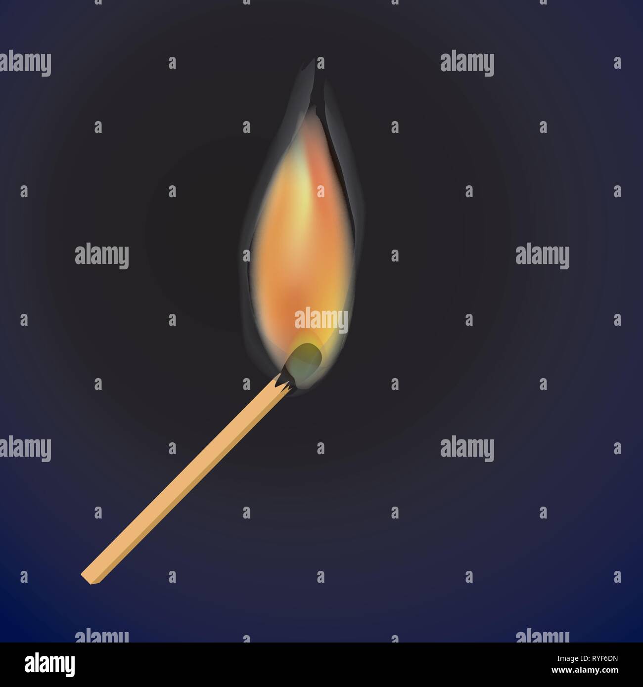 A vector illustration of a burning match. Stock Vector