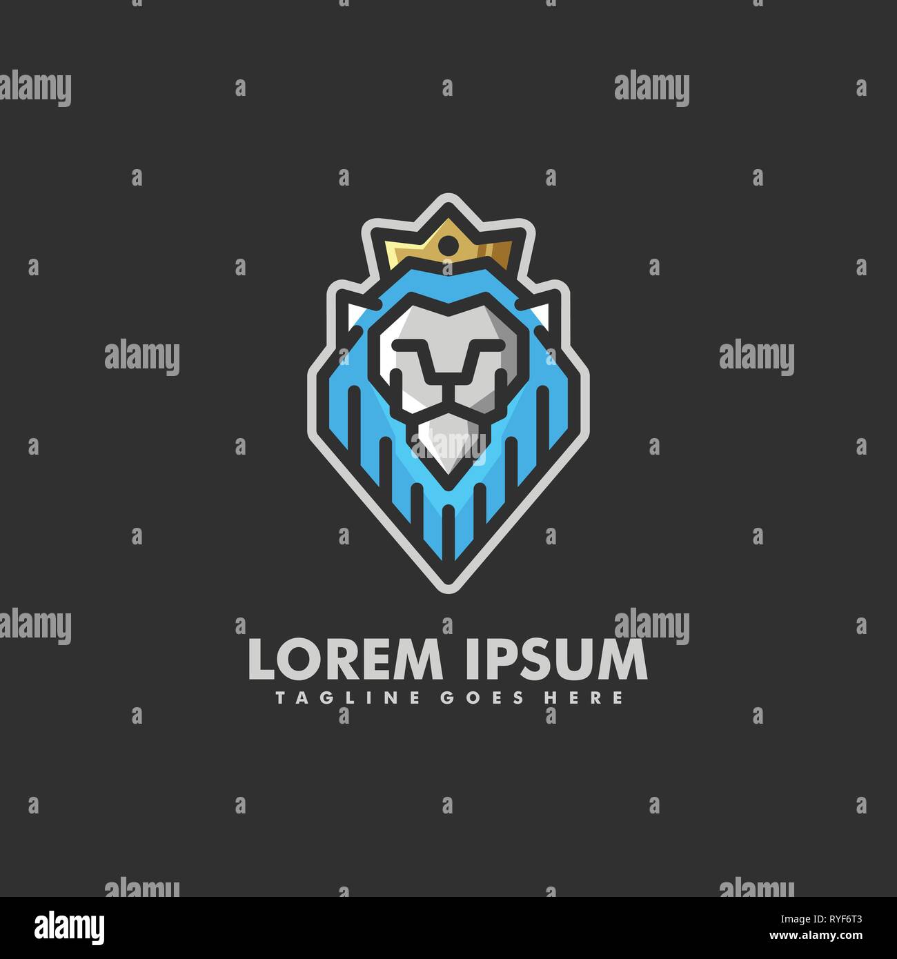 Lion King Concept illustration vector Design template. Suitable for Creative Industry, Multimedia, entertainment, Educations, Shop, and any related bu Stock Vector