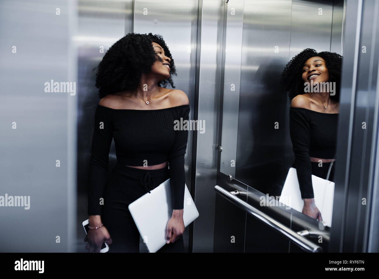 Fashionable Young Beautiful African American Business Woman With