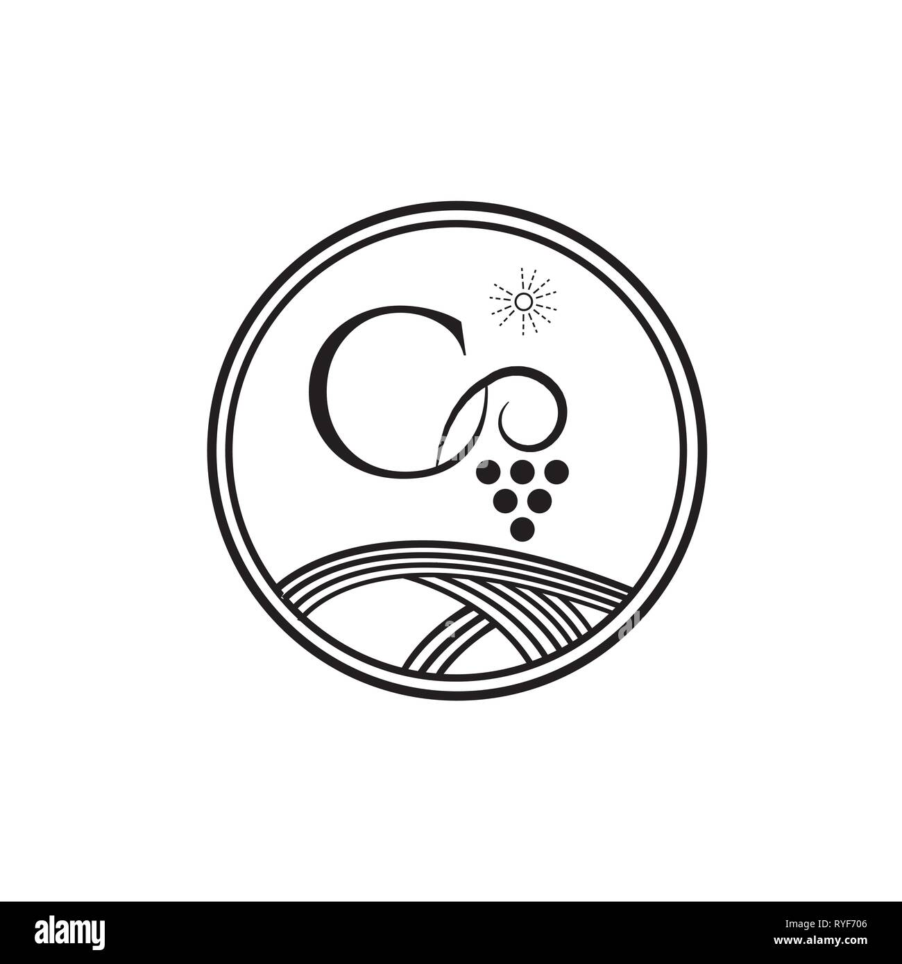 Wine vector logo. Winery emblem. Wine label design element Stock Vector