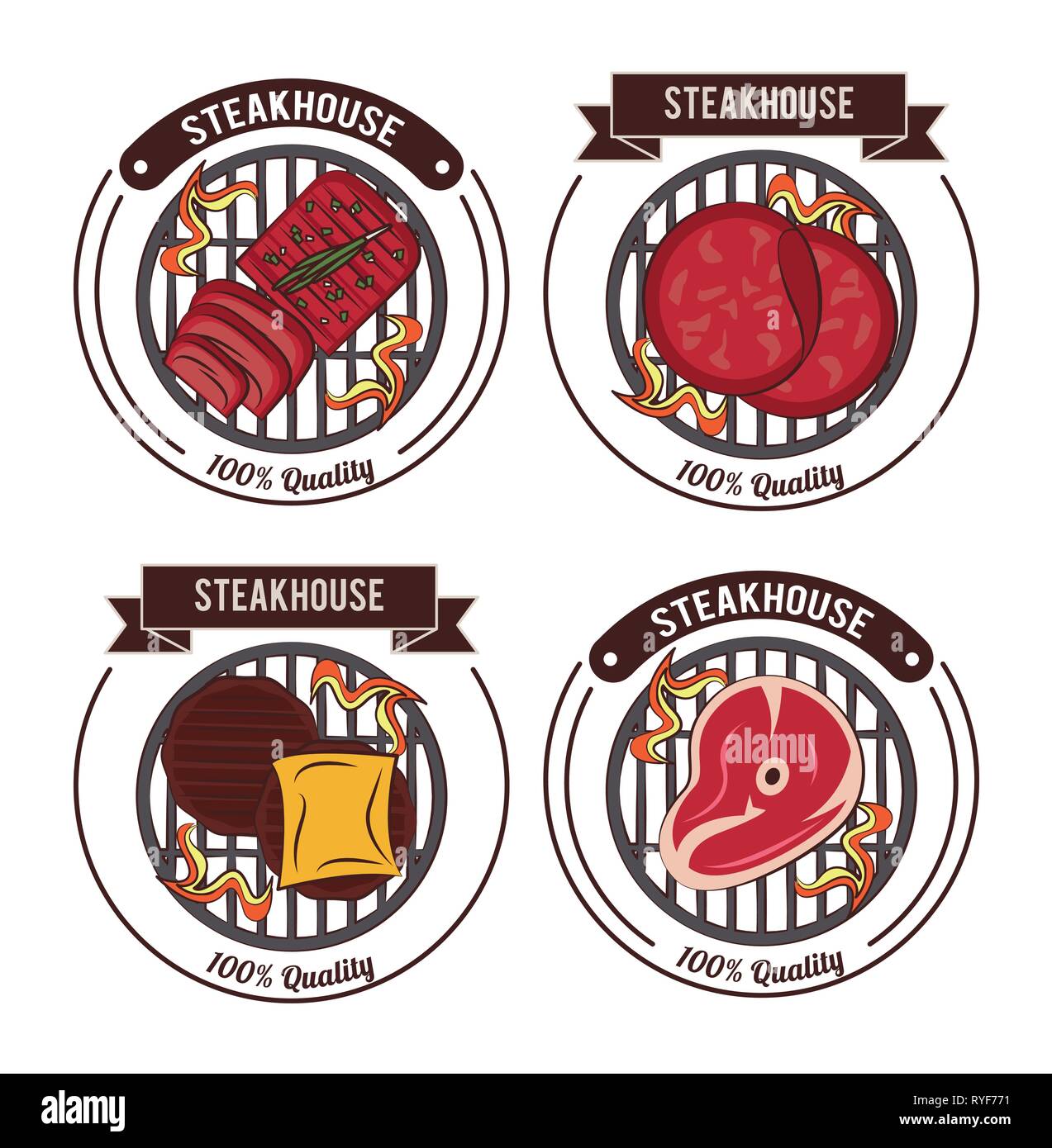 Steakhouse bbq emblems Stock Vector Image & Art - Alamy