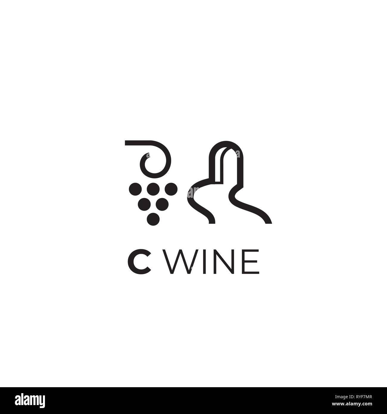 Wine vector logo. Winery emblem. Wine label design element Stock Vector