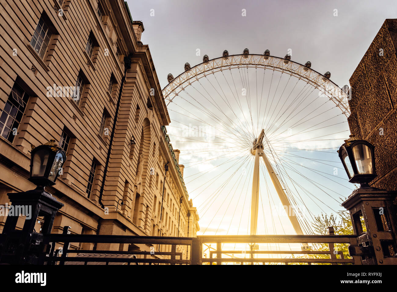 County Hall on South Bank in London, showing The London Eye Stock Photo ...