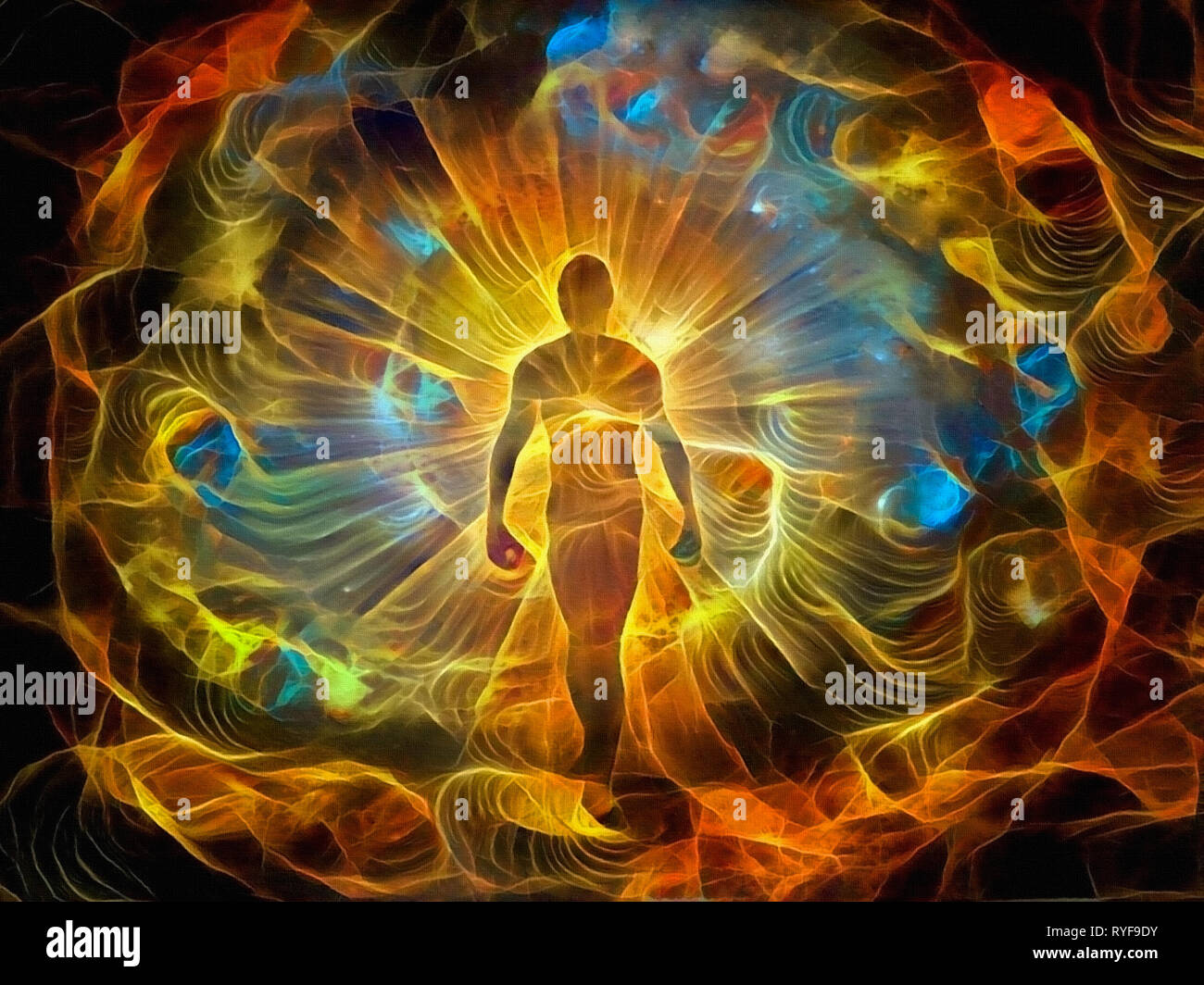 Spiritual painting in vivid colors. Inner Light Stock Photo