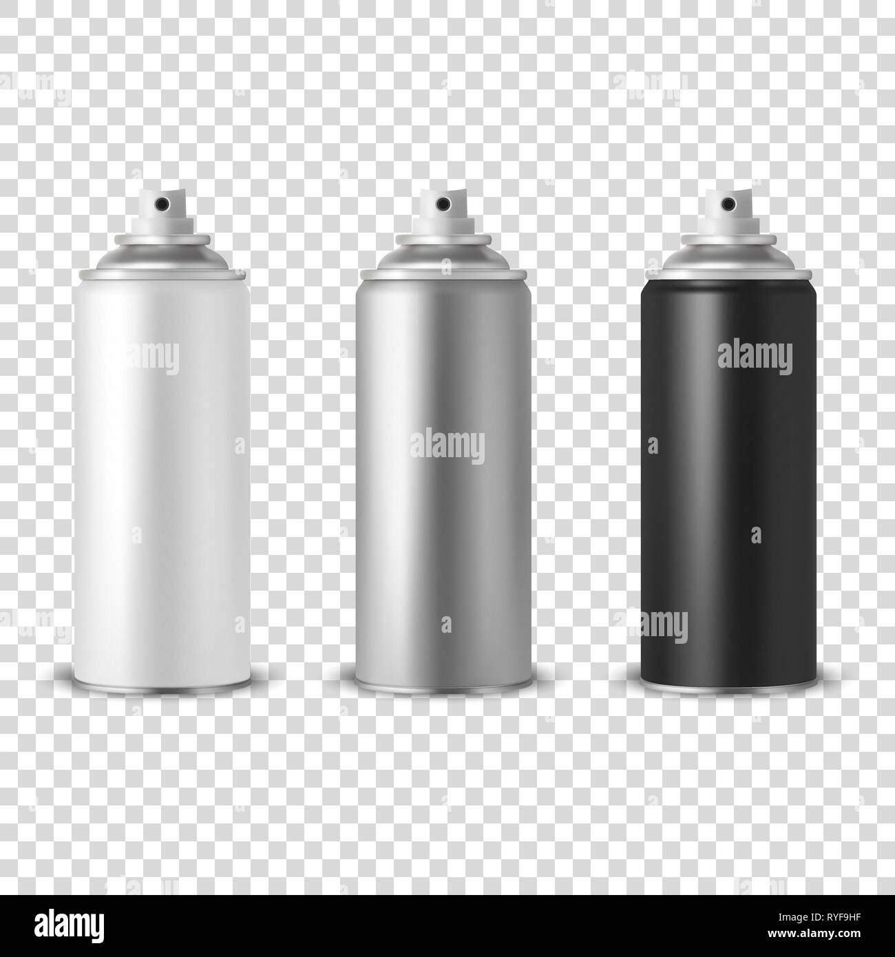 Vector 3d Realistic White Blank Spray Can, bottle Icon Set Closeup ...