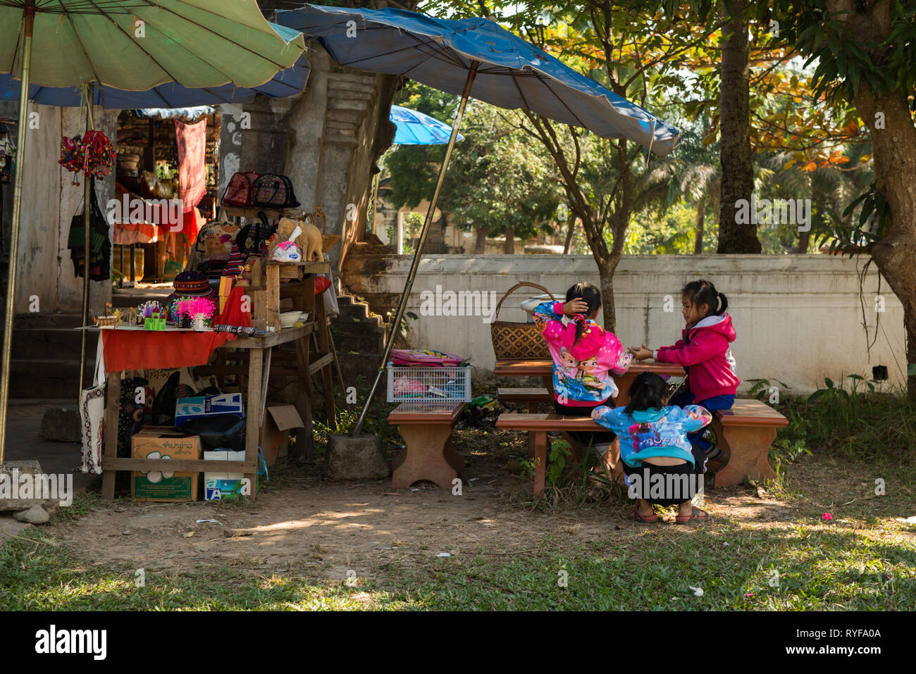 Street market in Laos Stock Photo
