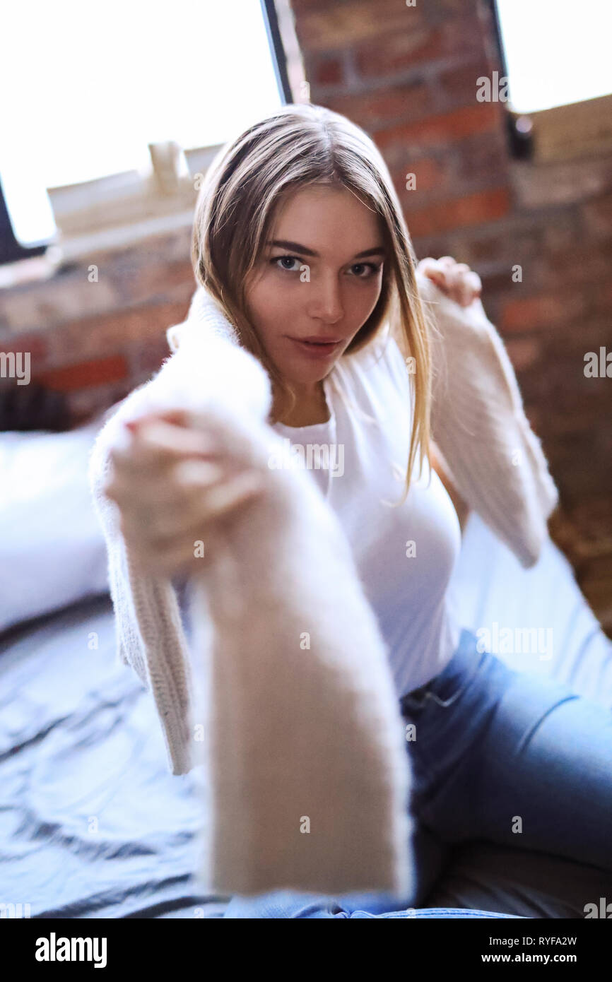 Morning in bed Stock Photo - Alamy