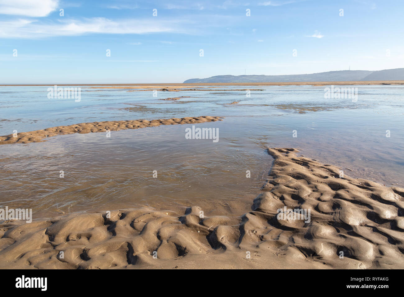 Low tide at Red Wharf bay in Anglesey, North Wales, UK Stock Photo