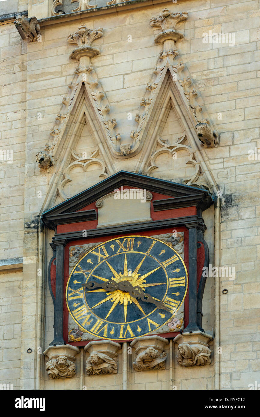 tower clock of  St. John the Baptist Cathedral, Lyon Stock Photo