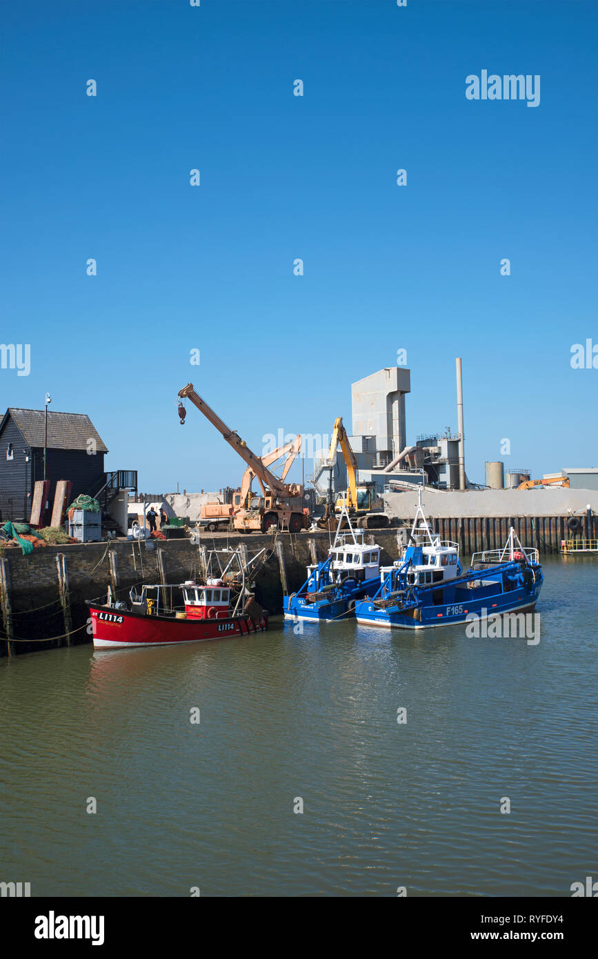 Fishing boats in Whitstable harbour Stock Photo - Alamy