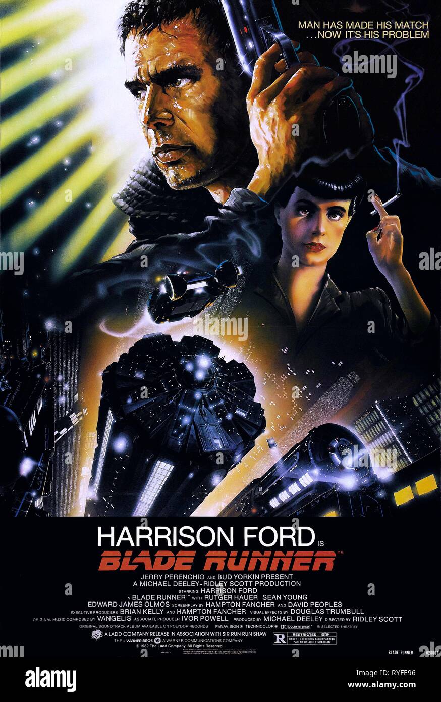 HARRISON FORD, SEAN YOUNG POSTER, BLADE RUNNER, 1982 Stock Photo