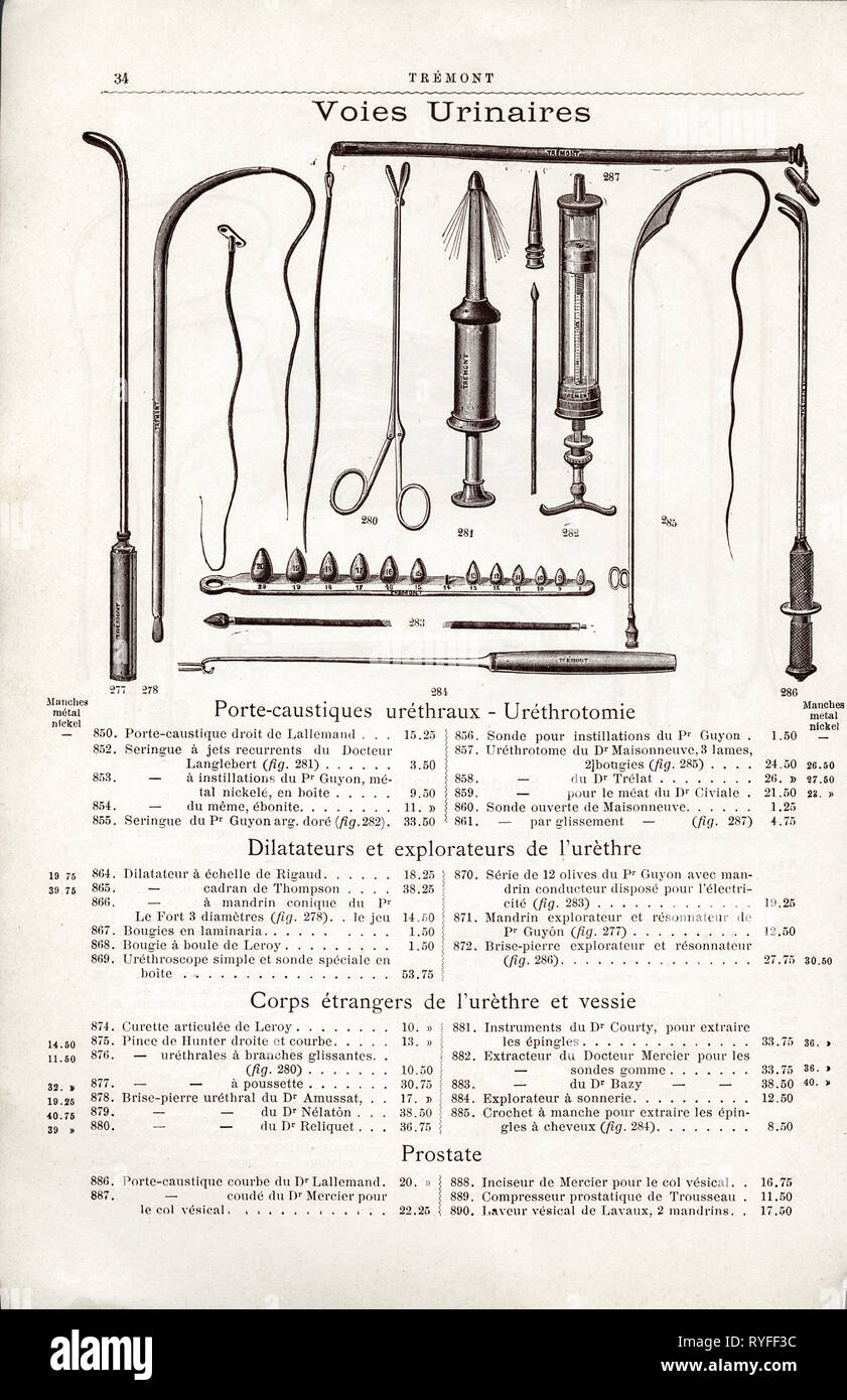 L'Arsenal de L'Art Medical | Antique French catalog of medical supplies circa 1899 Stock Photo