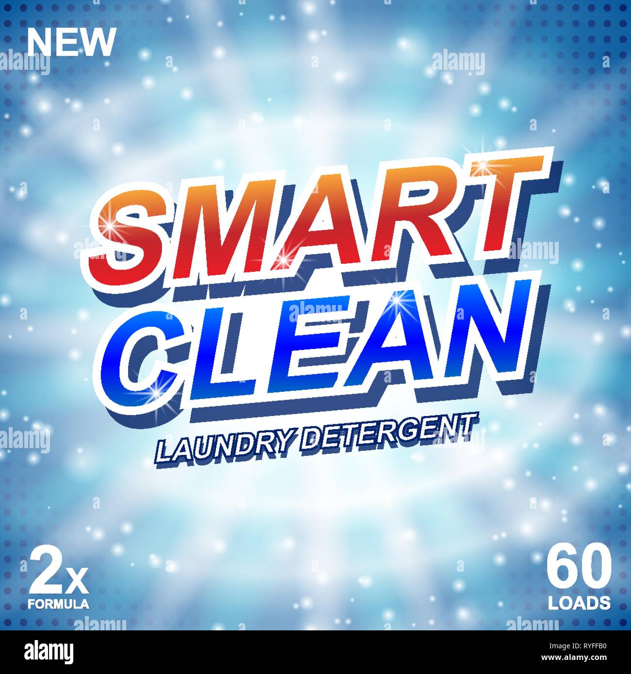 Smart clean soap banner ads design. Laundry detergent fresh clean Template. Washing Powder or Liquid Detergents Package design. Vector illustration Stock Vector