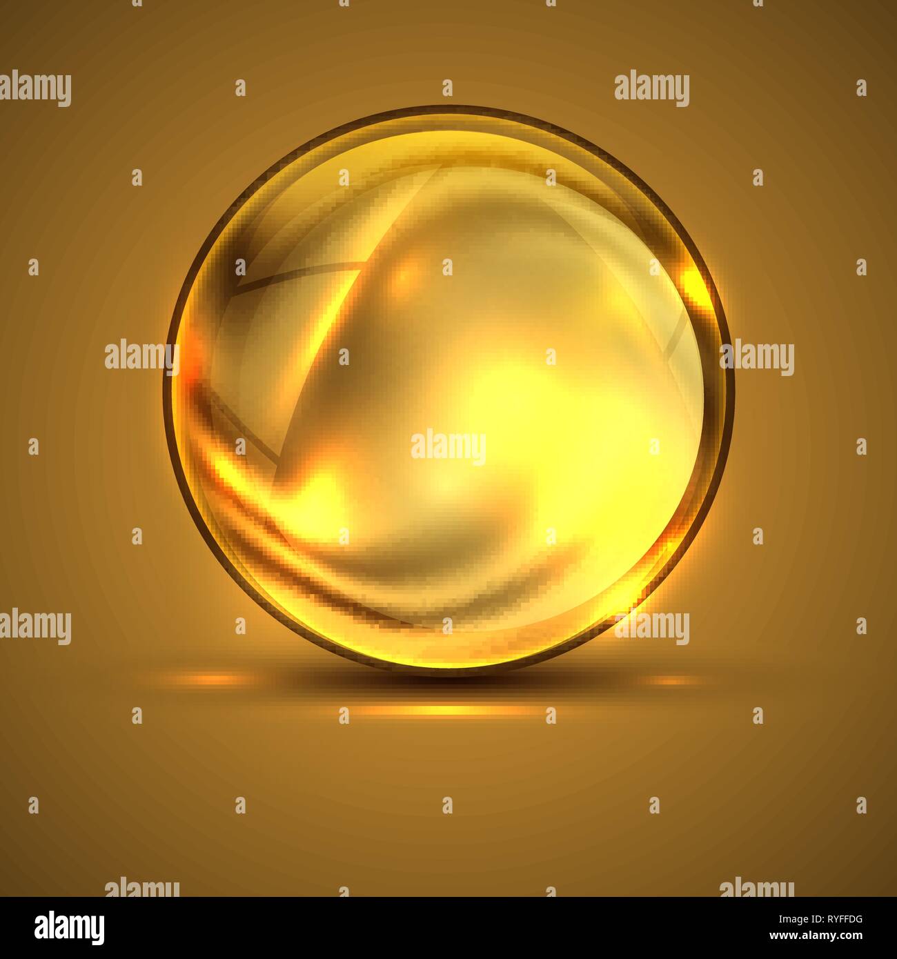 3d sphere.Golden shiny vibrant color.Fluid texture design Stock Vector