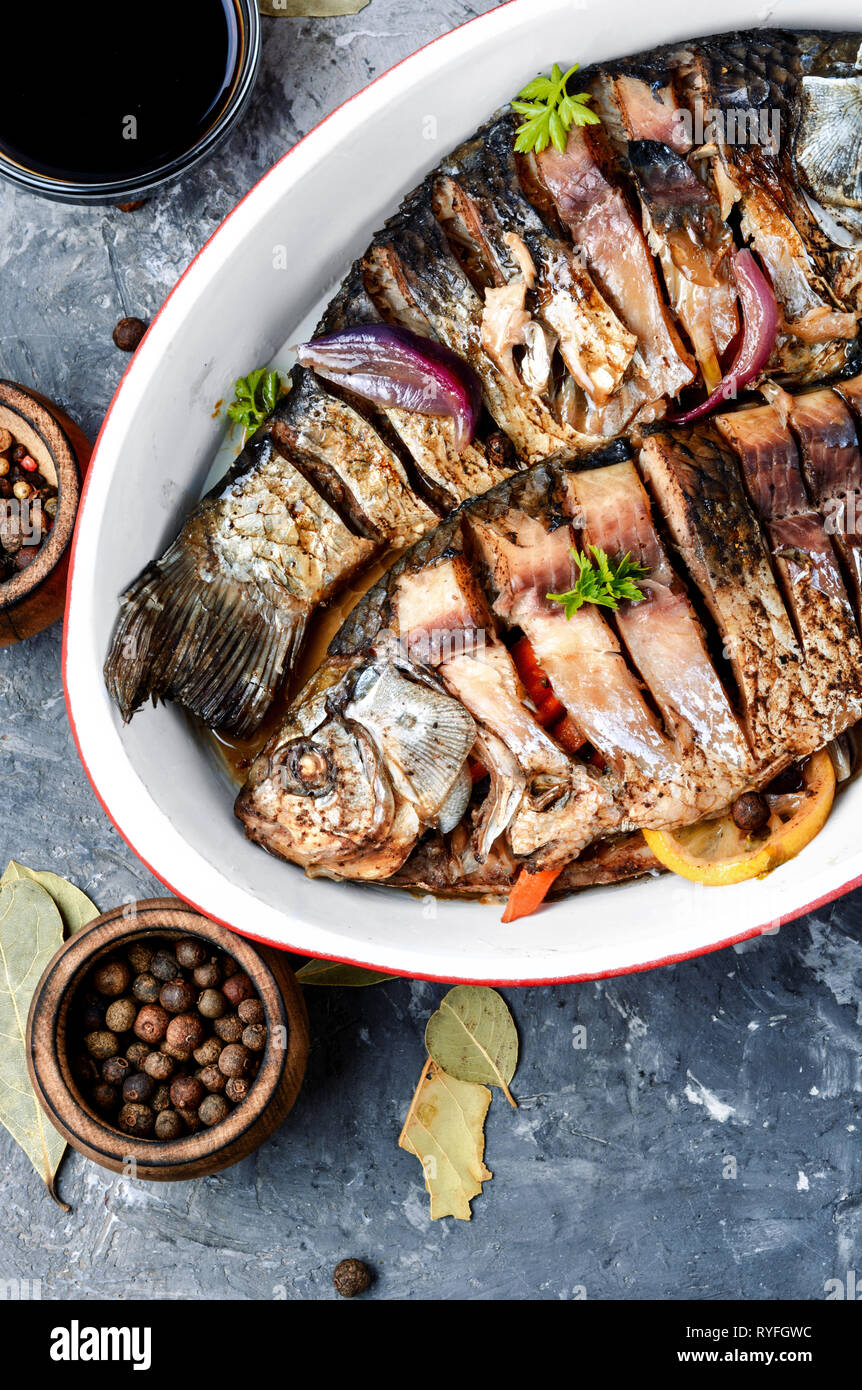 Loaded Fish Baked fish loaded with citrus,vegetable and spices in baked fish ...