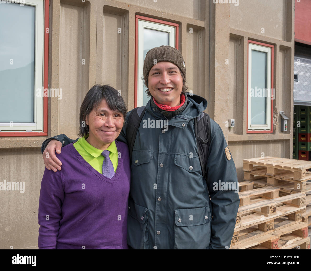 Mother and Son, Narsasuaq, South Greenland Stock Photo