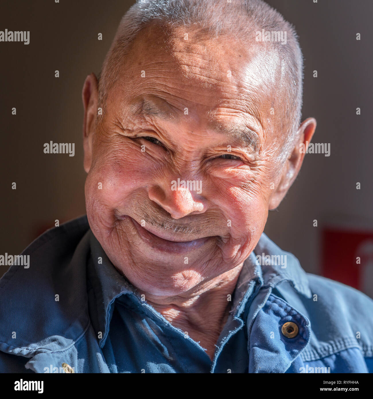 Portrait of Senior Greenlander, South Greenland, Iceland Stock Photo