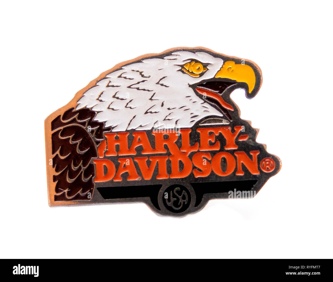 5 in. Embroidered Dark Wing Emblem Sew-On Patch in Black/Pink | 8014315 by Harley-Davidson