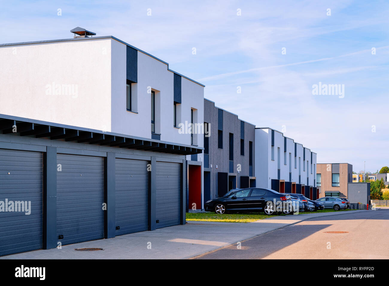 Modern Residential Apartment House Building With Garage And