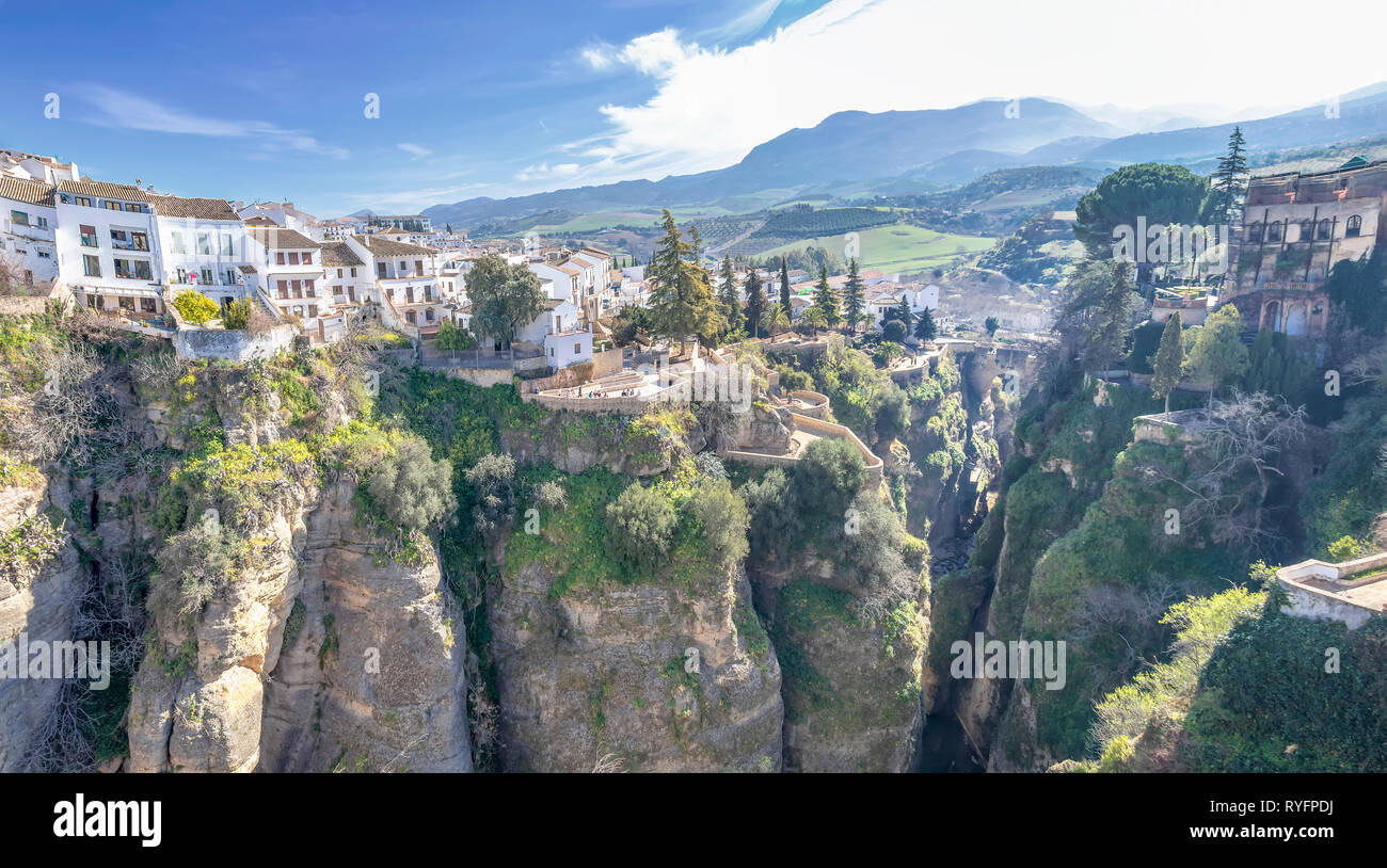 Ronda, Spain old town cityscape on the Tajo Gorge Stock Photo - Alamy