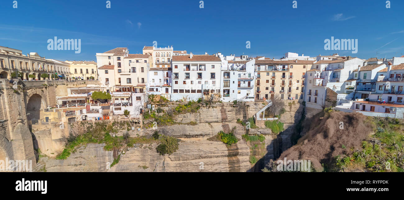 Ronda, Spain old town cityscape on the Tajo Gorge Stock Photo - Alamy