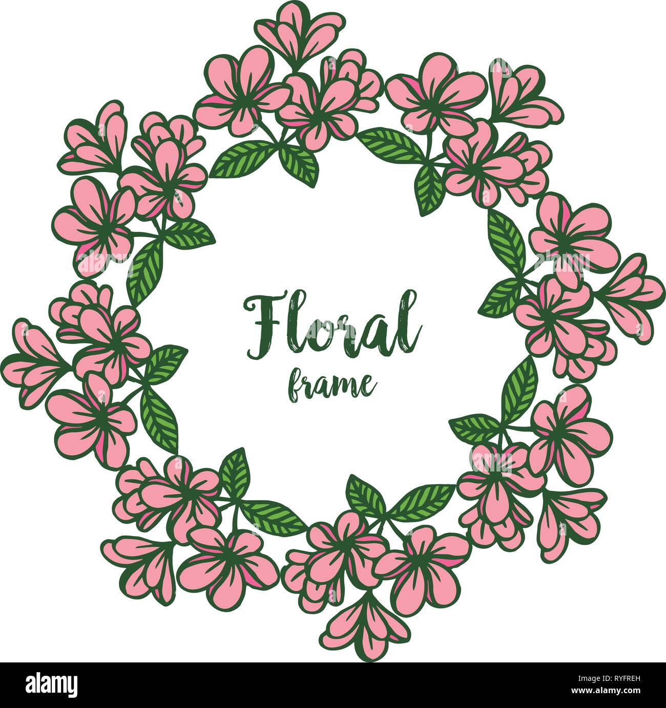 Vector illustration beauty crowd flower frames blooms hand drawn Stock ...