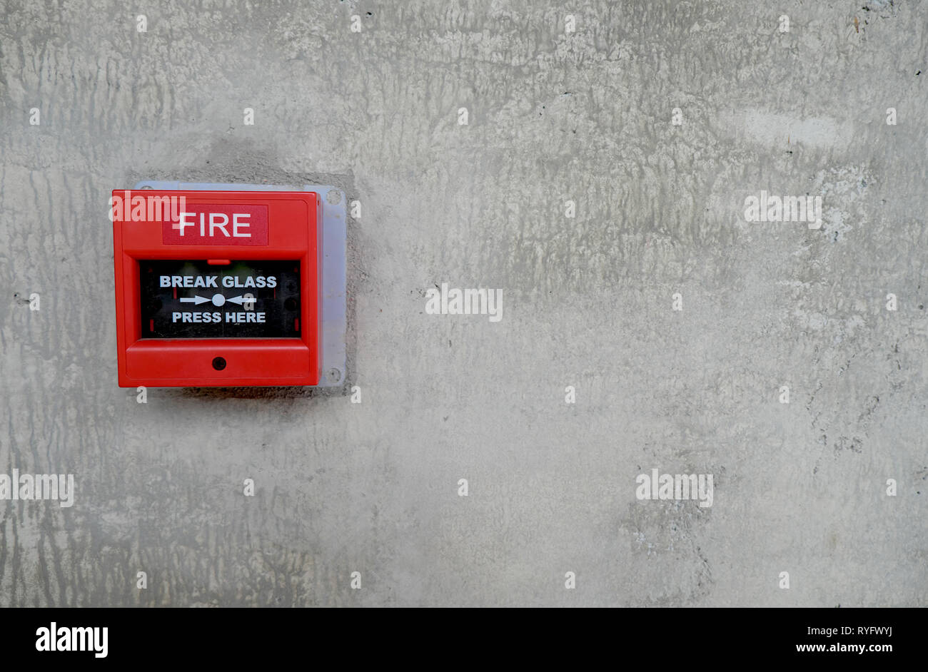 fire alarm box on wall for warning and security system Stock Photo