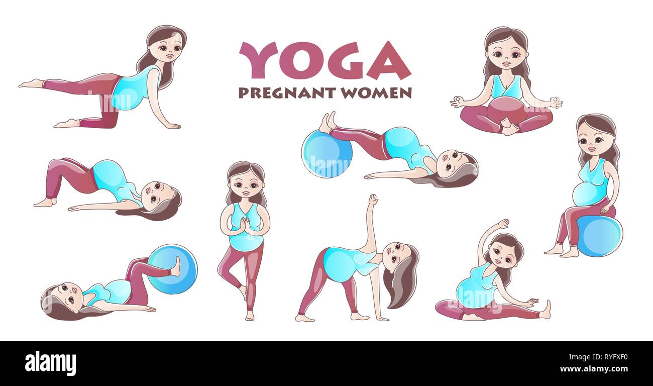 Yoga pregnant. Relaxed poses for pregnant characters sport h