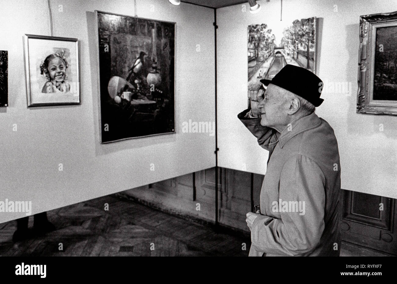 art exhibition at Buttes Chaumont, 19th Arrondissement town hall, Paris, France Stock Photo
