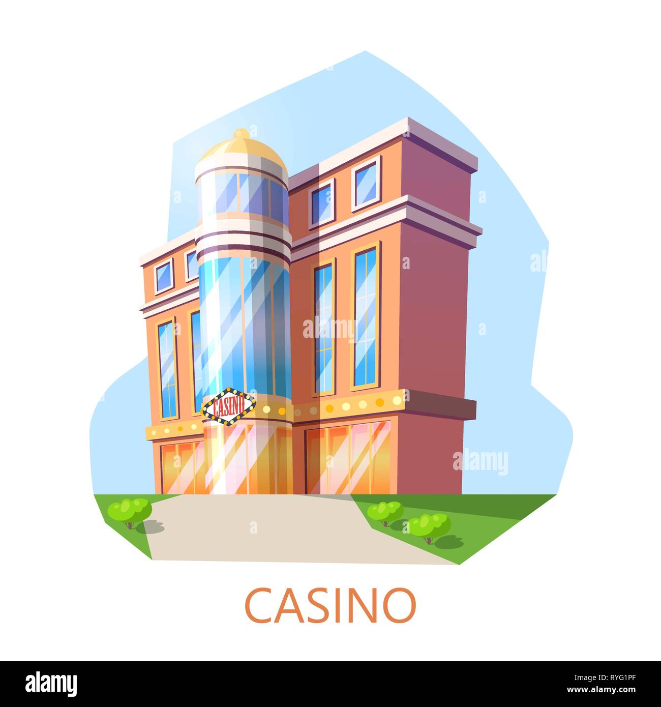 Modern casino building exterior view. Architecture Stock Vector