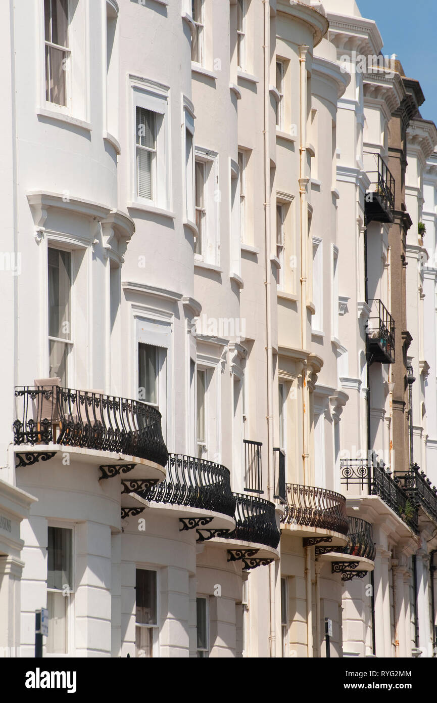 Hotels on the seafront in the coastal town of Brighton, Sussex, England. Stock Photo