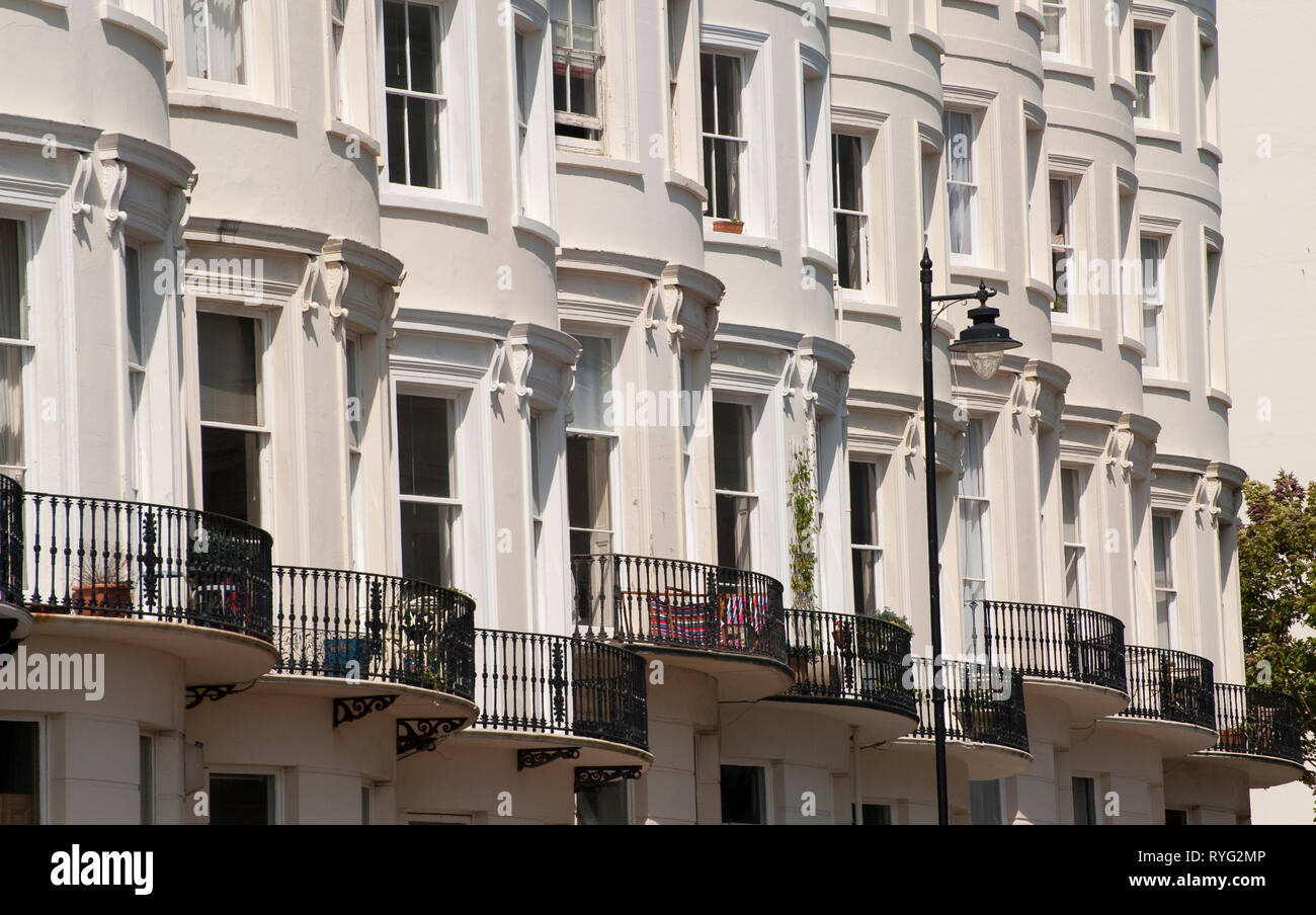 Hotels on the seafront in the coastal town of Brighton, Sussex, England. Stock Photo