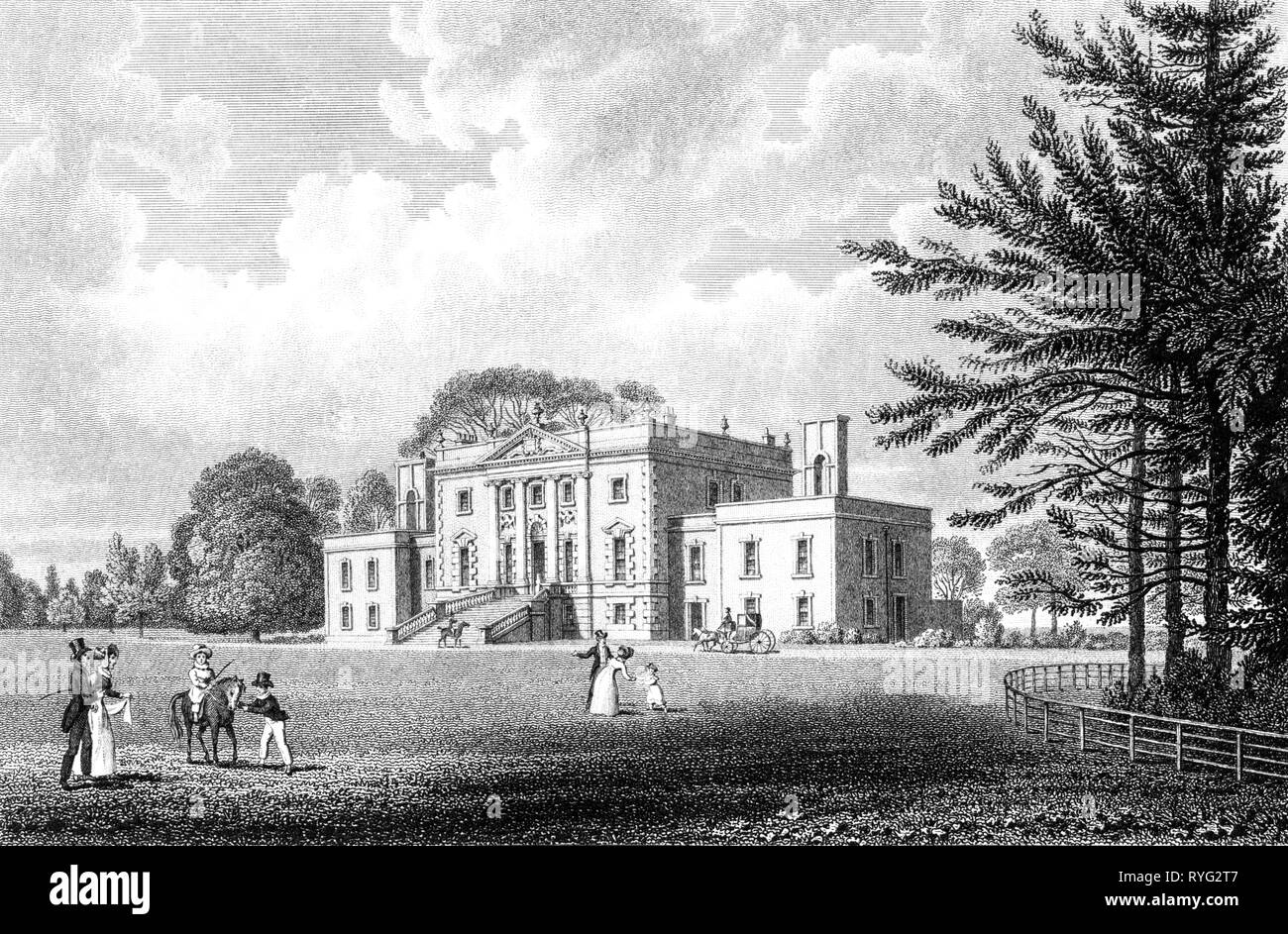 Engraving of Frampton Court Seat of Henry Clifford Clifford, Gloucestershire UK scanned at high resolution from a book published in 1825. Stock Photo