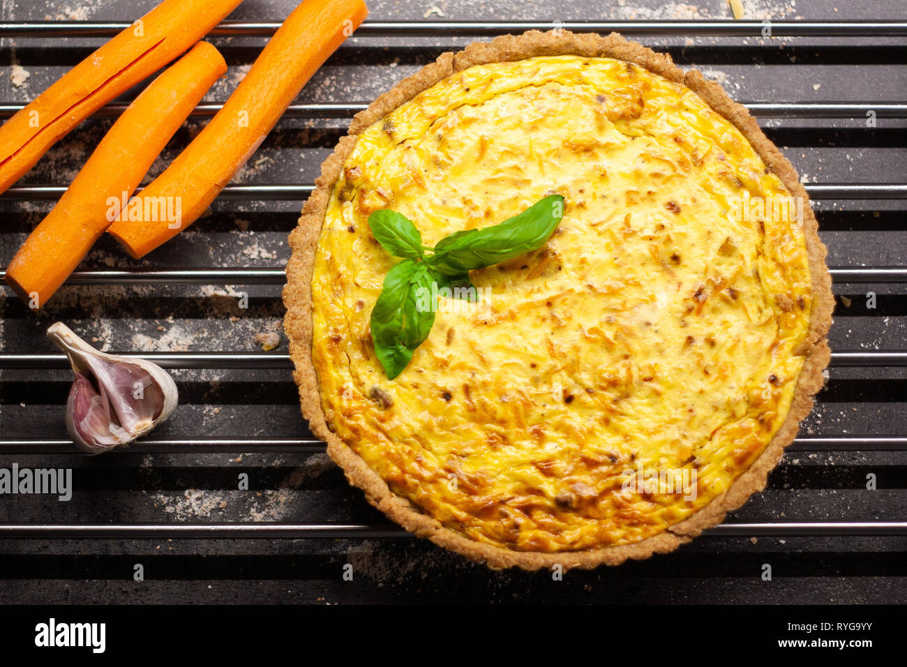 Fresh homemade wholegrain carrot quiche Stock Photo Alamy
