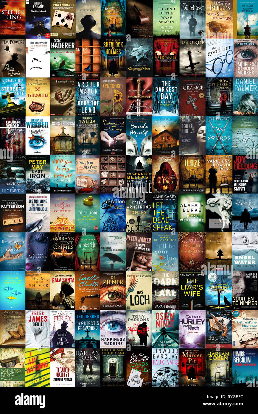 background of many book covers Stock Photo