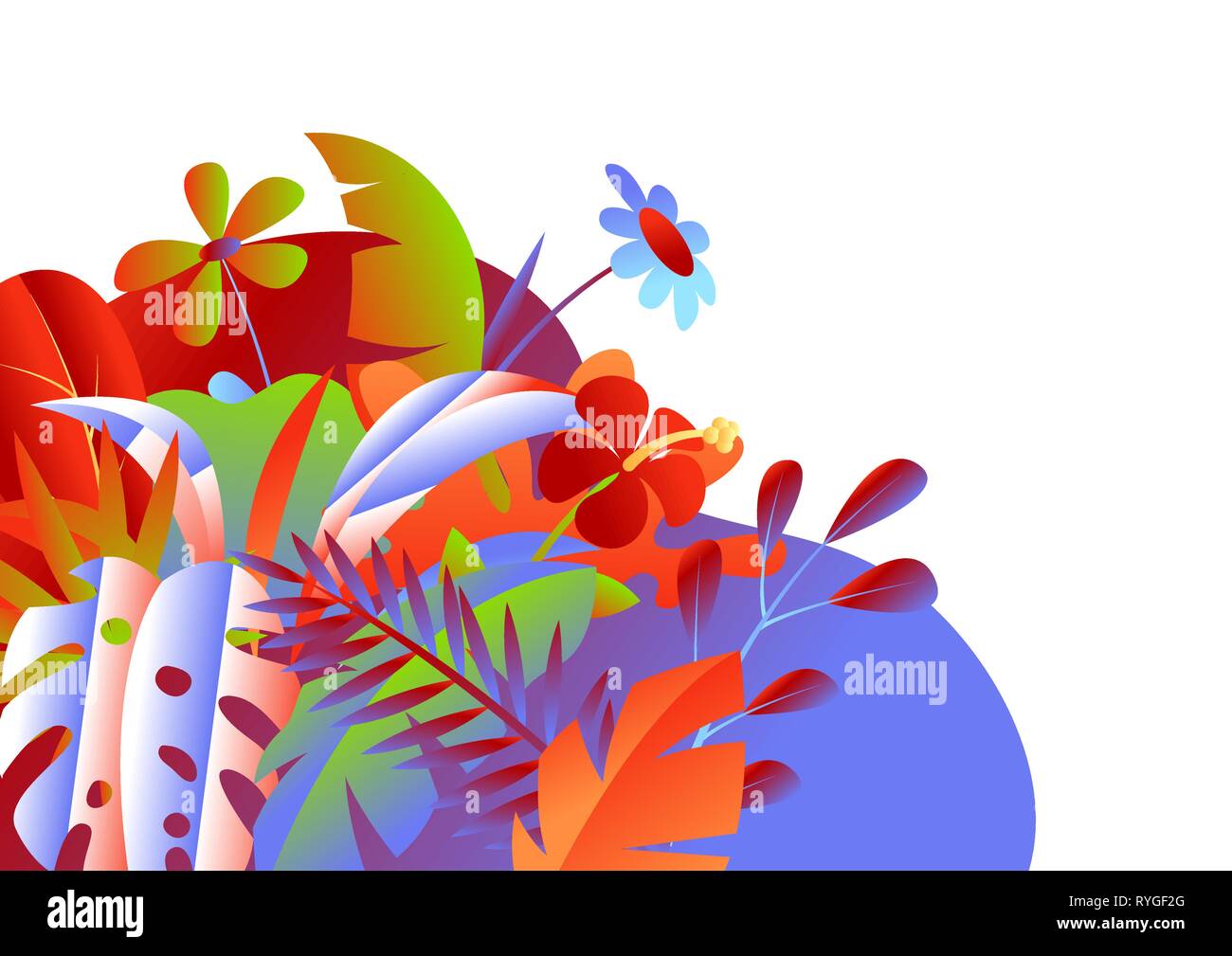 Background with tropical leaves and flowers Stock Vector Image & Art ...