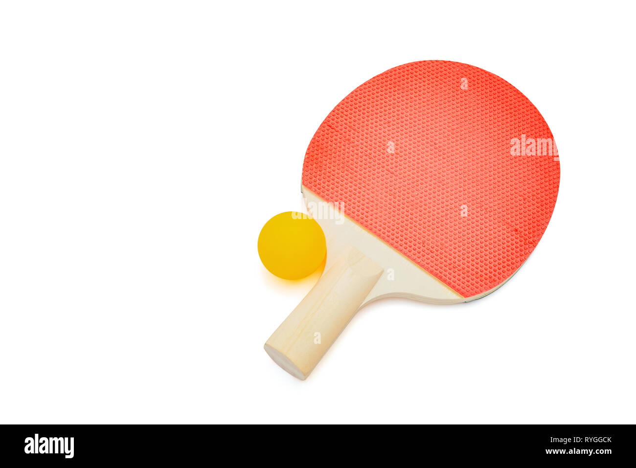 pingpong racket and ball on white background with clipping path Stock Photo