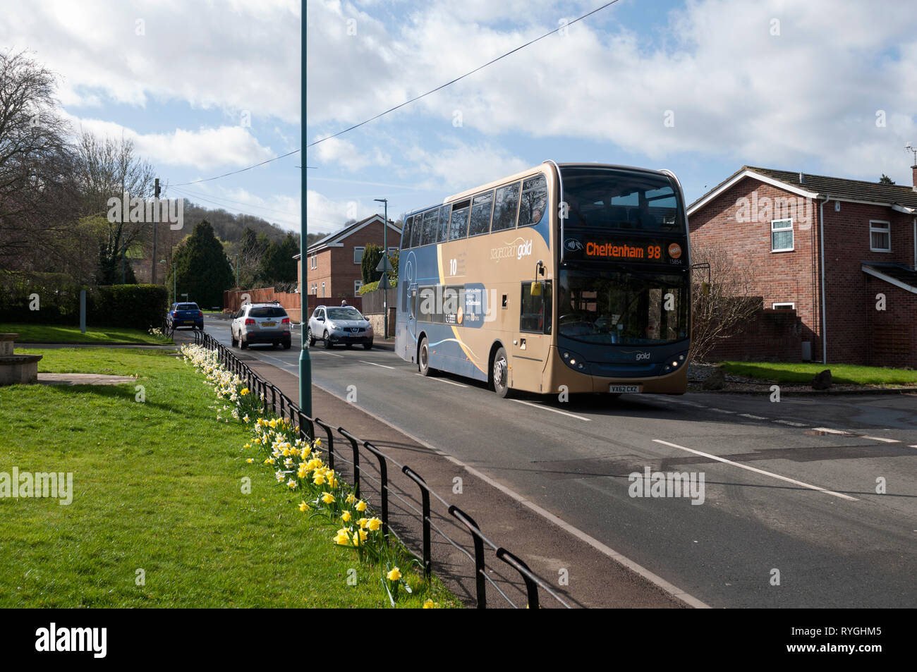 A Stagecoach Gold bus in Churchdown, Gloucestershire, England, UK Stock