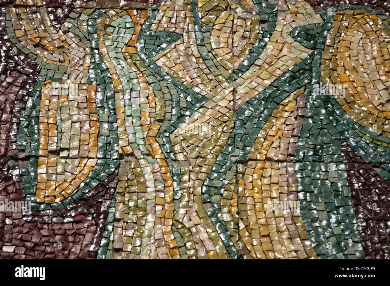 Tiled wall Old tiles grunge background colored Stock Photo