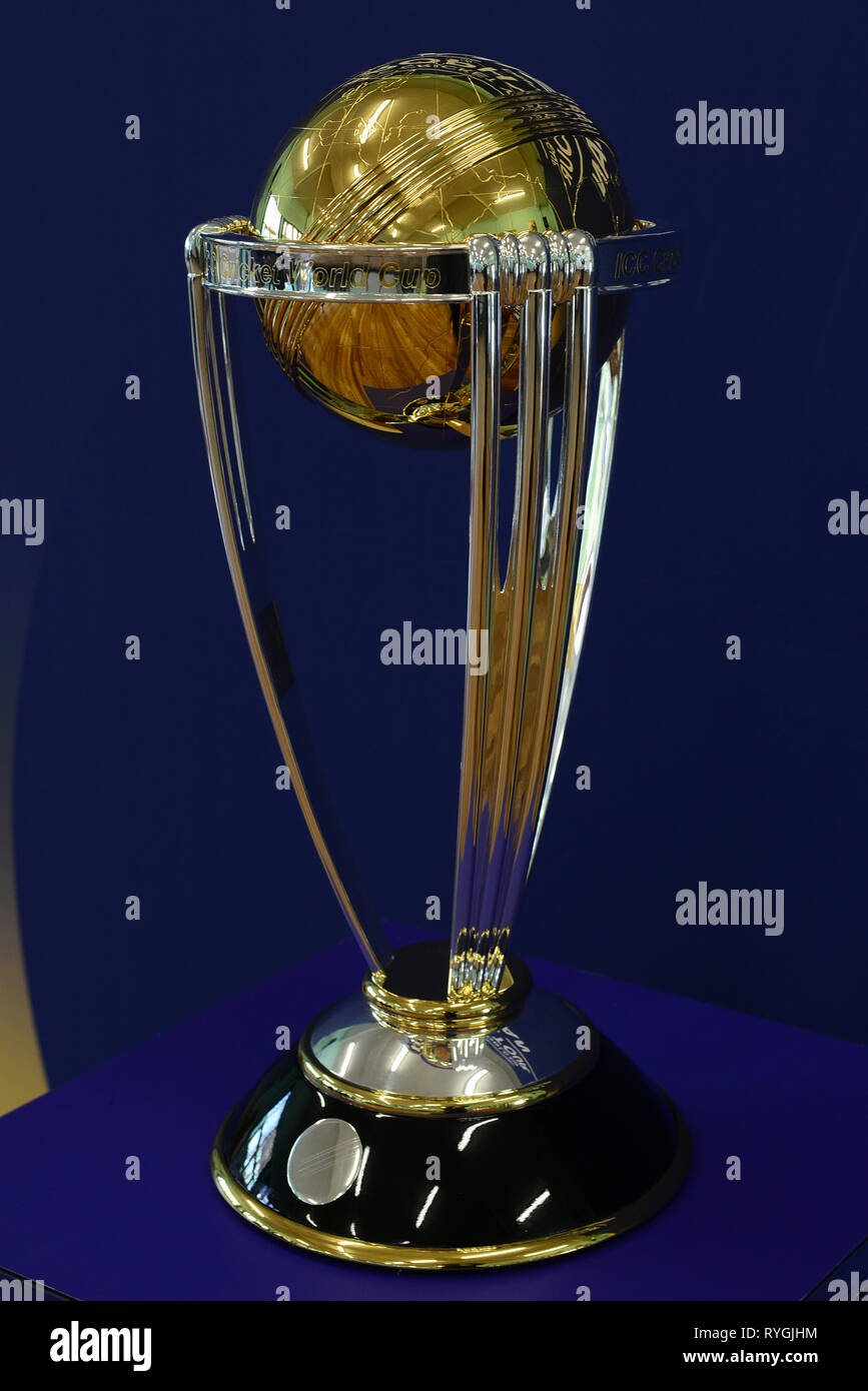 2019 ICC Cricket World Cup Trophy Tour at Aylestone School, Hereford. Stock Photo