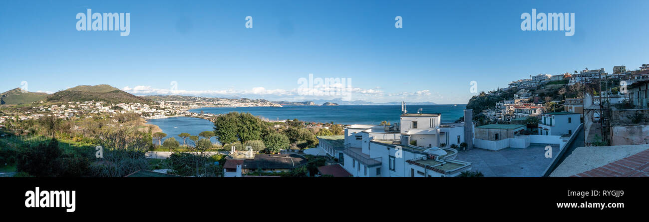wide angle view over the bay of Baia, lucrino Stock Photo