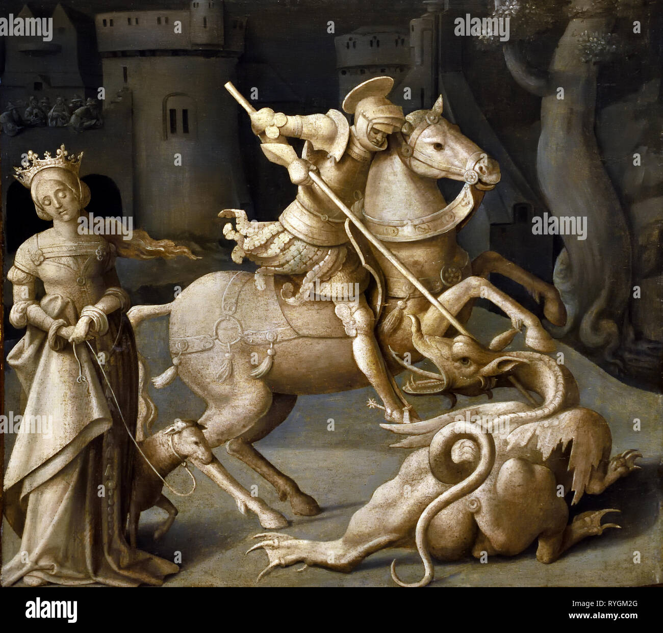 Saint George Slaying the Dragon,1520, Gregoire Guerard, 1512-1530 French, Dutch, The Netherlands, France. Stock Photo