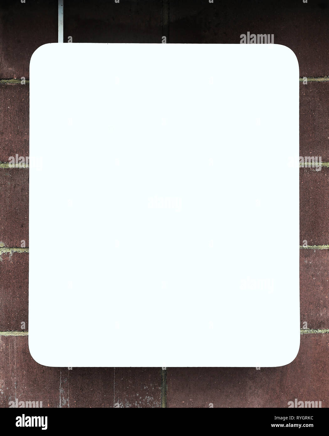 close up. blank banner on brick wall Stock Photo