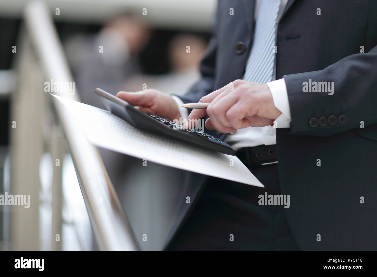 close up.businessman using calculator in office. accounting Stock Photo