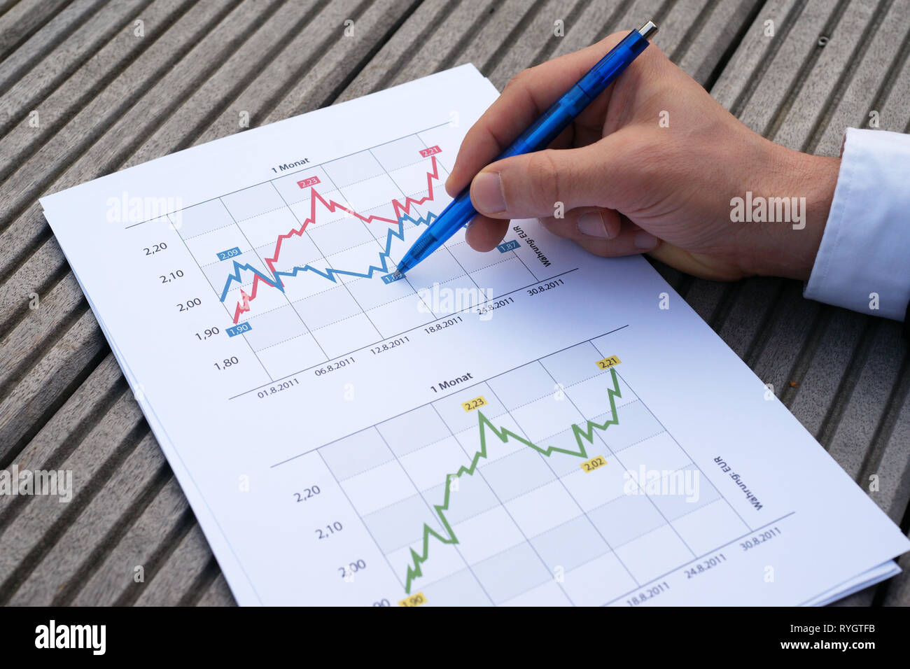 Businessman examines business graphics Stock Photo