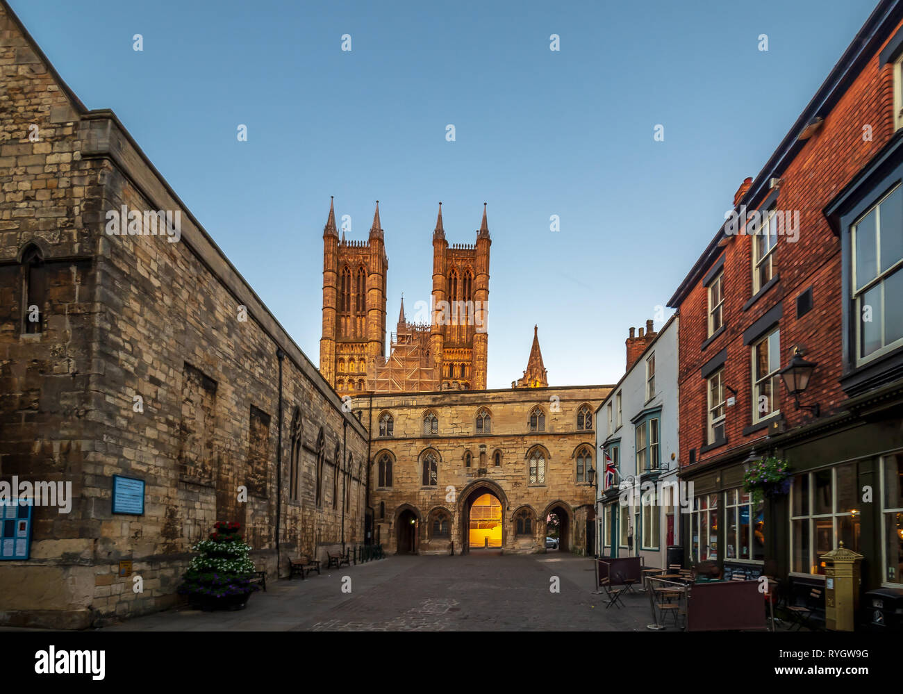 Lincoln United Kingdom - as the sun sets over the carthedral and old town Stock Photo