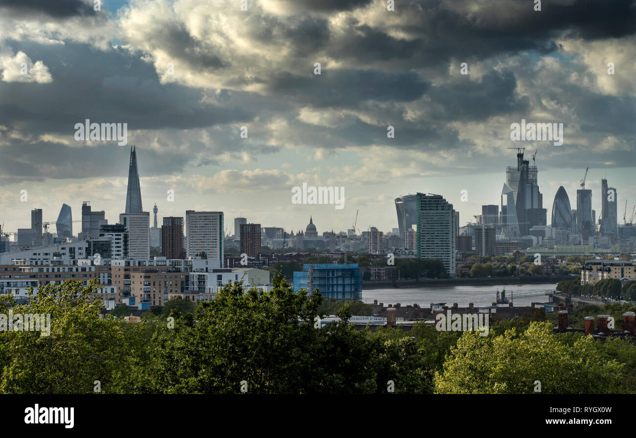 London Panorama from Greenwich Park, England UK. 22 September 2018 Stock Photo