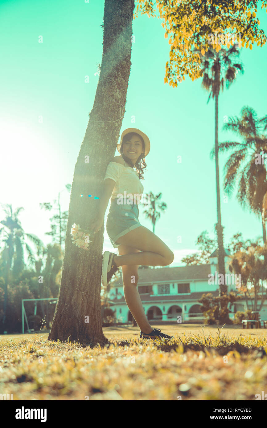 Girl modeling with flowers bouquet Stock Photo Alamy