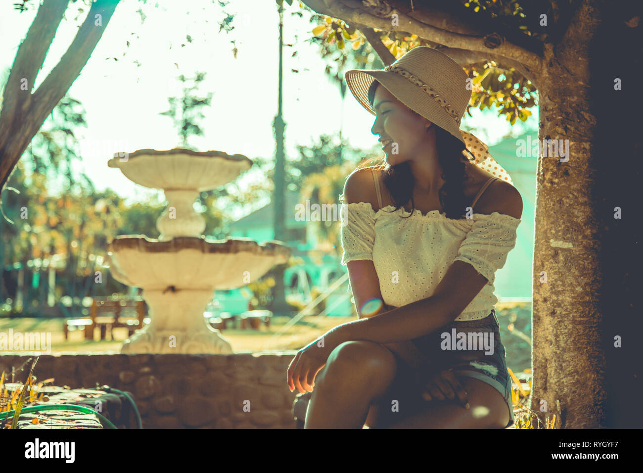 Girl modeling with flowers bouquet Stock Photo Alamy
